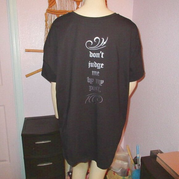 Beautiful Disaster Don't Judge Me T-Shirt Size 2X Slashed Moody Grunge Baddie - Picture 6 of 9